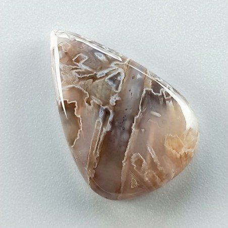 Agata Legno Turchia Naturale Forma Goccia Piatto Cabochon Liscio Fatto a Mano 26X17X6mm 4,10gm 1pz