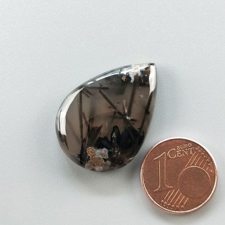 Agata Legno Turchia Naturale Forma Goccia Piatto Cabochon Liscio Fatto a Mano 27X19X5mm 4,40gm 1pz