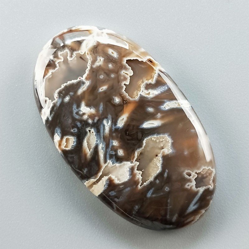 Agata Legno Turchia Naturale Forma Ovale Piatto Cabochon Liscio Fatto a Mano 43X25X6mm 11,50gm 1pz