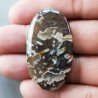 Agata Legno Turchia Naturale Forma Ovale Piatto Cabochon Liscio Fatto a Mano 43X25X6mm 11,50gm 1pz