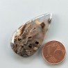 Agata Legno Turchia Naturale Forma Goccia Piatto Cabochon Liscio Fatto a Mano 36X20X5mm 6,20gm 1pz