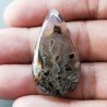 Agata Legno Turchia Naturale Forma Goccia Piatto Cabochon Liscio Fatto a Mano 36X20X5mm 6,20gm 1pz