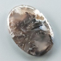Agata Legno Turchia Naturale Forma Ovale Piatto Cabochon Liscio Fatto a Mano 32X22X4mm 5,60gm 1pz