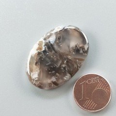 Agata Legno Turchia Naturale Forma Ovale Piatto Cabochon Liscio Fatto a Mano 32X22X4mm 5,60gm 1pz