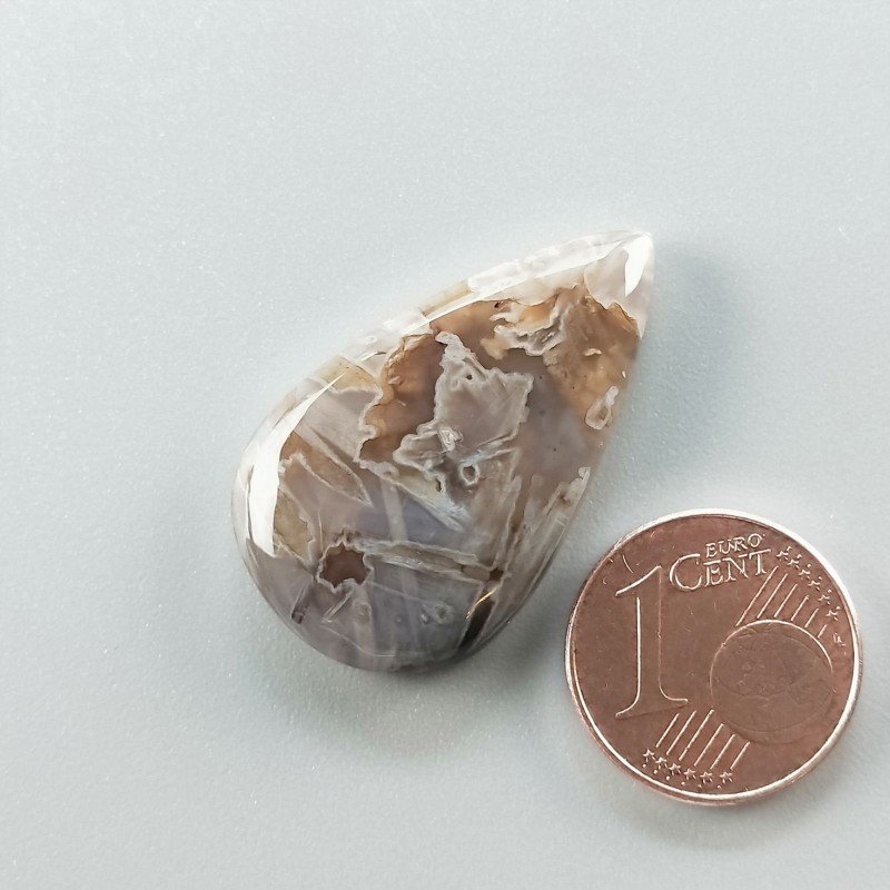 Agata Legno Turchia Naturale Forma Goccia Piatto Cabochon Liscio Fatto a Mano 30X18X5mm 4,50gm 1pz