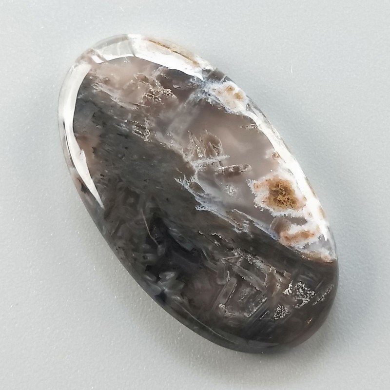 Agata Legno Turchia Naturale Forma Ovale Piatto Cabochon Liscio Fatto a Mano 38X21X5mm 7,10gm 1pz
