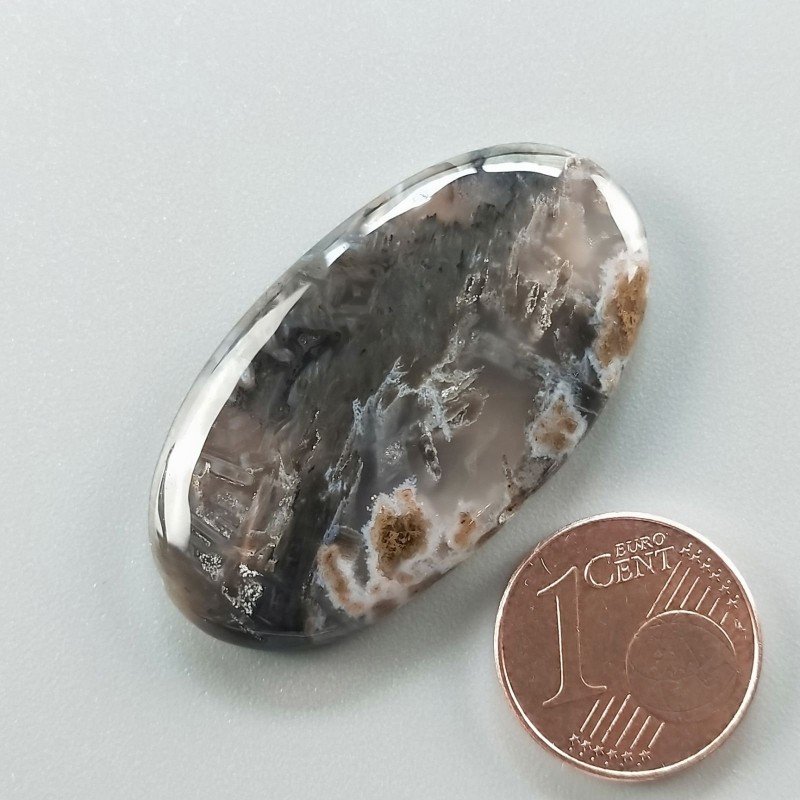 Agata Legno Turchia Naturale Forma Ovale Piatto Cabochon Liscio Fatto a Mano 38X21X5mm 7,10gm 1pz