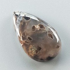 Agata Legno Turchia Naturale Forma Goccia Piatto Cabochon Liscio Fatto a Mano 26X15X5mm 3,25gm 1pz