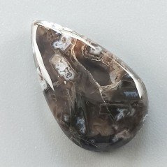 Agata Legno Turchia Naturale Forma Goccia Piatto Cabochon Liscio Fatto a Mano 26X15X6mm 3,60gm 1pz