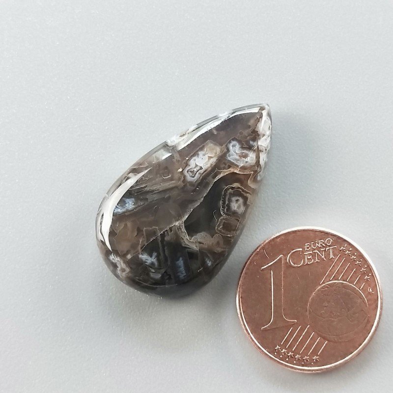 Agata Legno Turchia Naturale Forma Goccia Piatto Cabochon Liscio Fatto a Mano 26X15X6mm 3,60gm 1pz