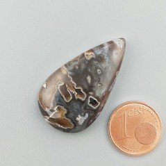 Agata Legno Turchia Naturale Forma Goccia Piatto Cabochon Liscio Fatto a Mano 34X20X5mm 5,45gm 1pz