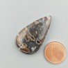 Agata Legno Turchia Naturale Forma Goccia Piatto Cabochon Liscio Fatto a Mano 34X20X5mm 5,45gm 1pz