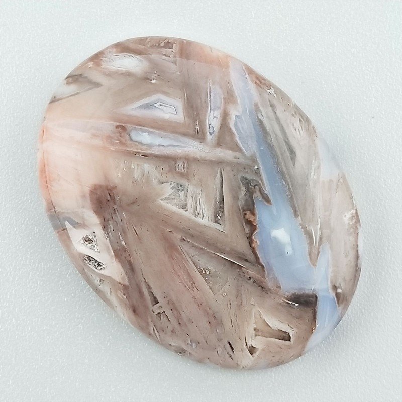 Agata Legno Turchia Naturale Forma Ovale Piatto Cabochon Liscio Fatto a Mano 34X25X5mm 8,00gm 1pz