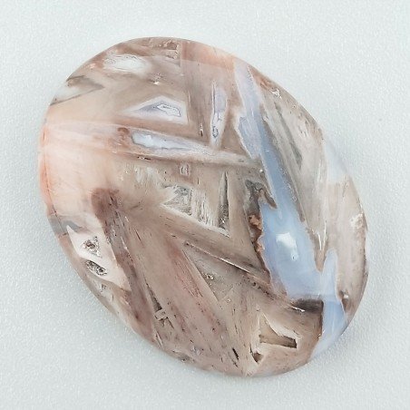 Agata Legno Turchia Naturale Forma Ovale Piatto Cabochon Liscio Fatto a Mano 34X25X5mm 8,00gm 1pz