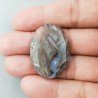 Agata Legno Turchia Naturale Forma Ovale Piatto Cabochon Liscio Fatto a Mano 34X25X5mm 8,00gm 1pz