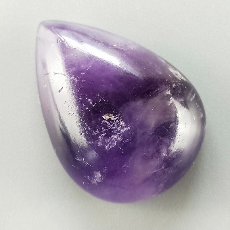 Ametista Chevron Naturale Forma Gocce Piatto Cabochon Liscio Fatto a Mano 32x24mm 12,66gm 1pz