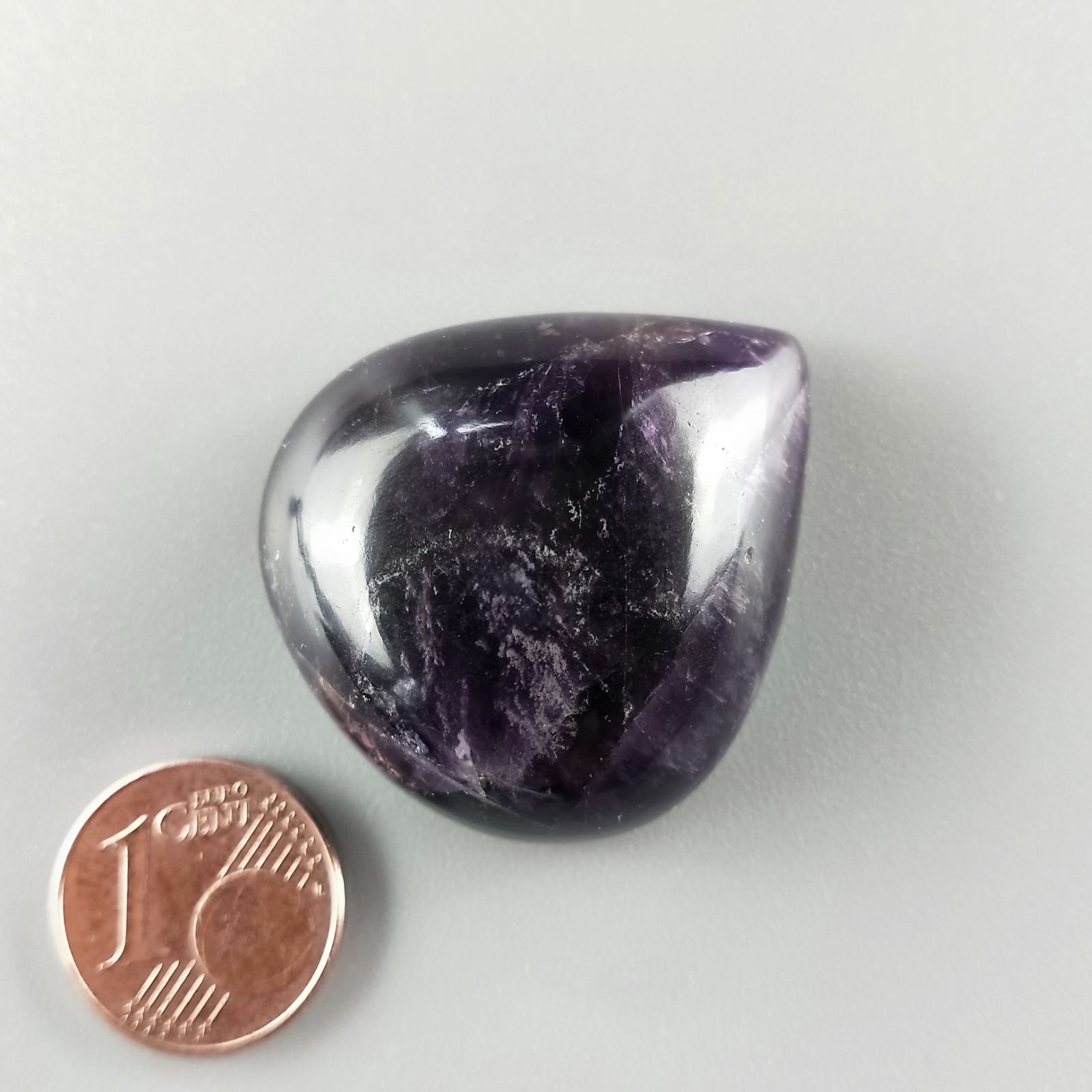 Ametista Chevron Naturale Forma Cuore Piatto Cabochon Liscio Fatto a Mano 30x32mm 17,68gm 1pz