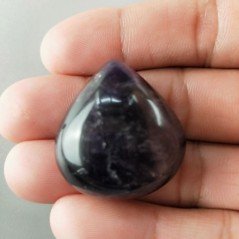 Ametista Chevron Naturale Forma Cuore Piatto Cabochon Liscio Fatto a Mano 30x32mm 17,68gm 1pz