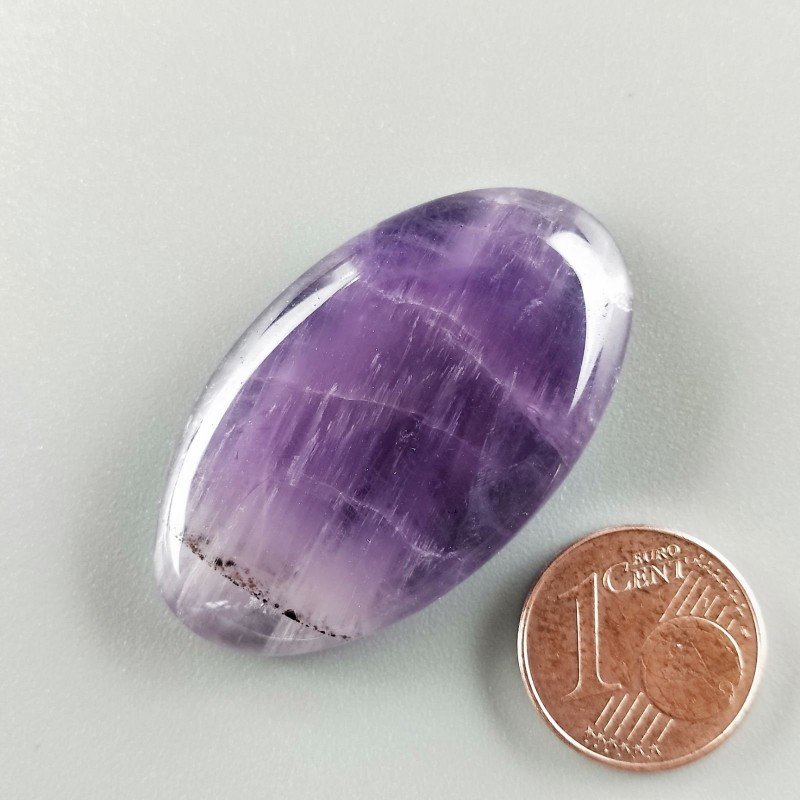 Ametista Chevron Naturale Forma Ovale Piatto Cabochon Liscio Fatto a Mano 39x22mm 11,00gm 1pz