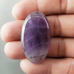 Ametista Chevron Naturale Forma Ovale Piatto Cabochon Liscio Fatto a Mano 39x22mm 11,00gm 1pz