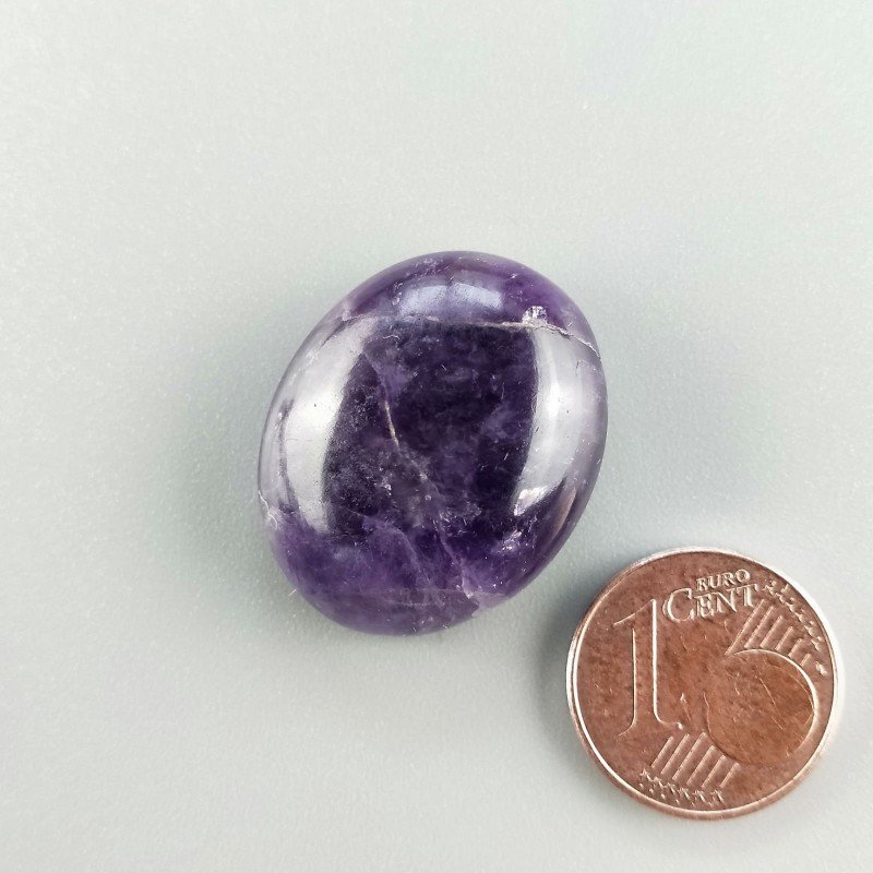 Cabochon di Ametista Chevron Naturale Ovale, Piatto e Liscio, 24x20 mm, 6,46 g, Fatto a Mano