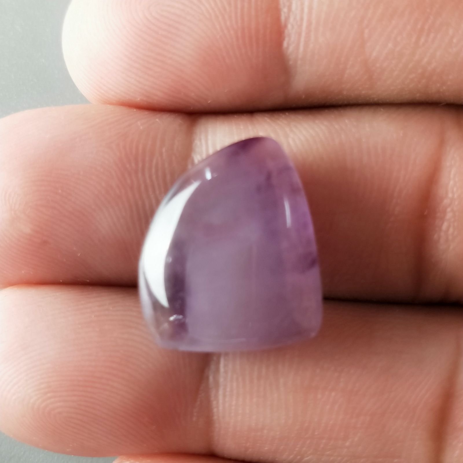 Ametista Chevron Naturale Forma Fantasia Piatto Cabochon Liscio Fatto a Mano 17x15mm 3,07gm 1pz