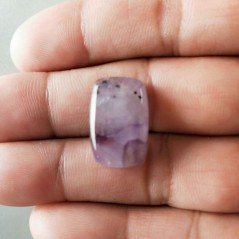 Ametista Chevron Naturale Forma Cuscino Piatto Cabochon Liscio Fatto a Mano 20x13mm 3,40gm 1pz
