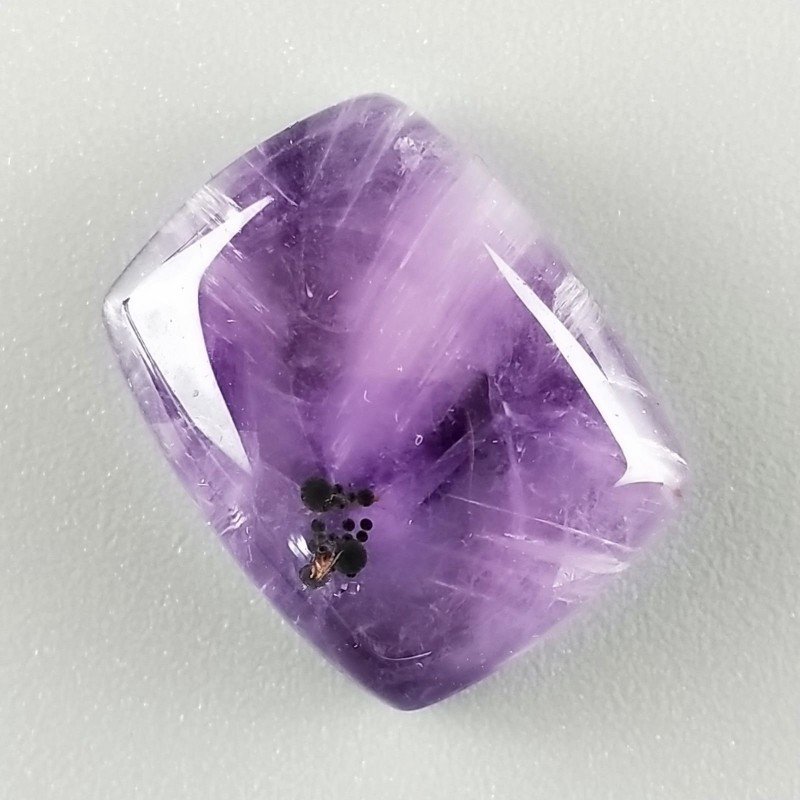 Piatto Ametista Chevron Naturale Forma Cuscino Cabochon Liscio Fatto a Mano 18x14mm 3,37gm 1pz