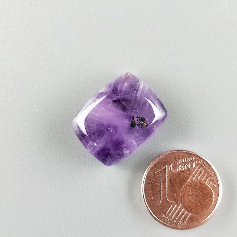 Cabochon di Ametista Chevron Naturale Cuscino, Piatto e Liscio, 18x14 mm, 3,37 g, Fatto a Mano