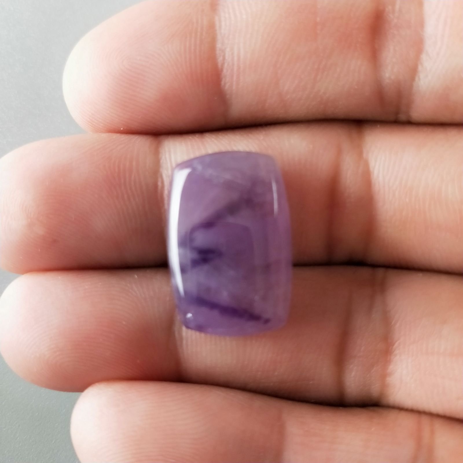 Ametista Chevron Naturale Forma Cuscino Piatto Cabochon Liscio Fatto a Mano 20x14mm 3,54gm 1pz