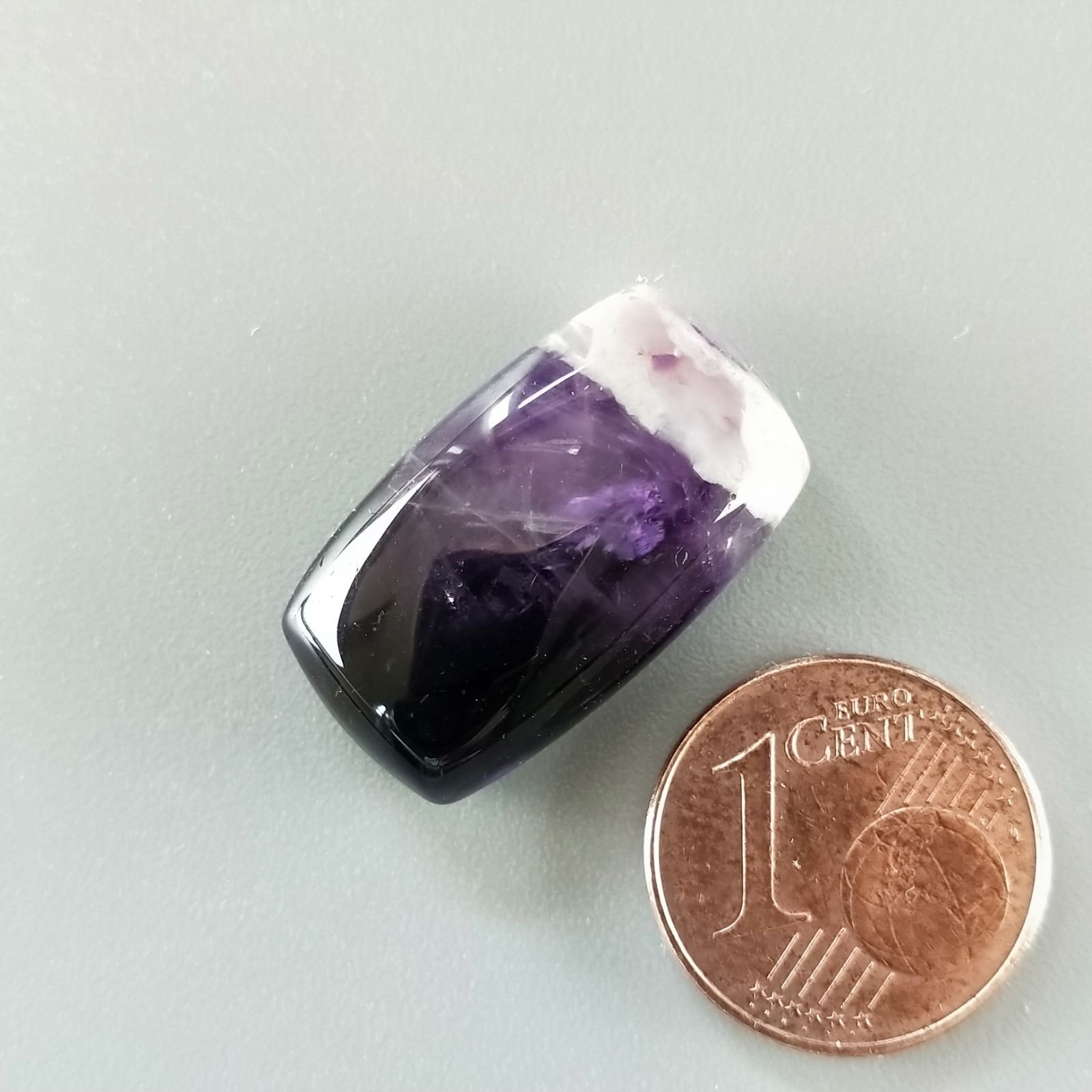 Ametista Chevron Naturale Forma Cuscino Piatto Cabochon Liscio Fatto a Mano 21x11mm 3,97gm 1pz