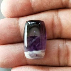 Cabochon di Ametista Chevron Naturale Cuscino, Piatto e Liscio, 21x11 mm, 3,97 g, Fatto a Mano
