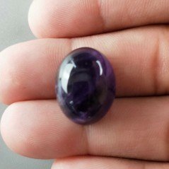 Ametista Chevron Naturale Forma Ovale Piatto Cabochon Liscio Fatto a Mano 19x15mm 3,70gm 1pz
