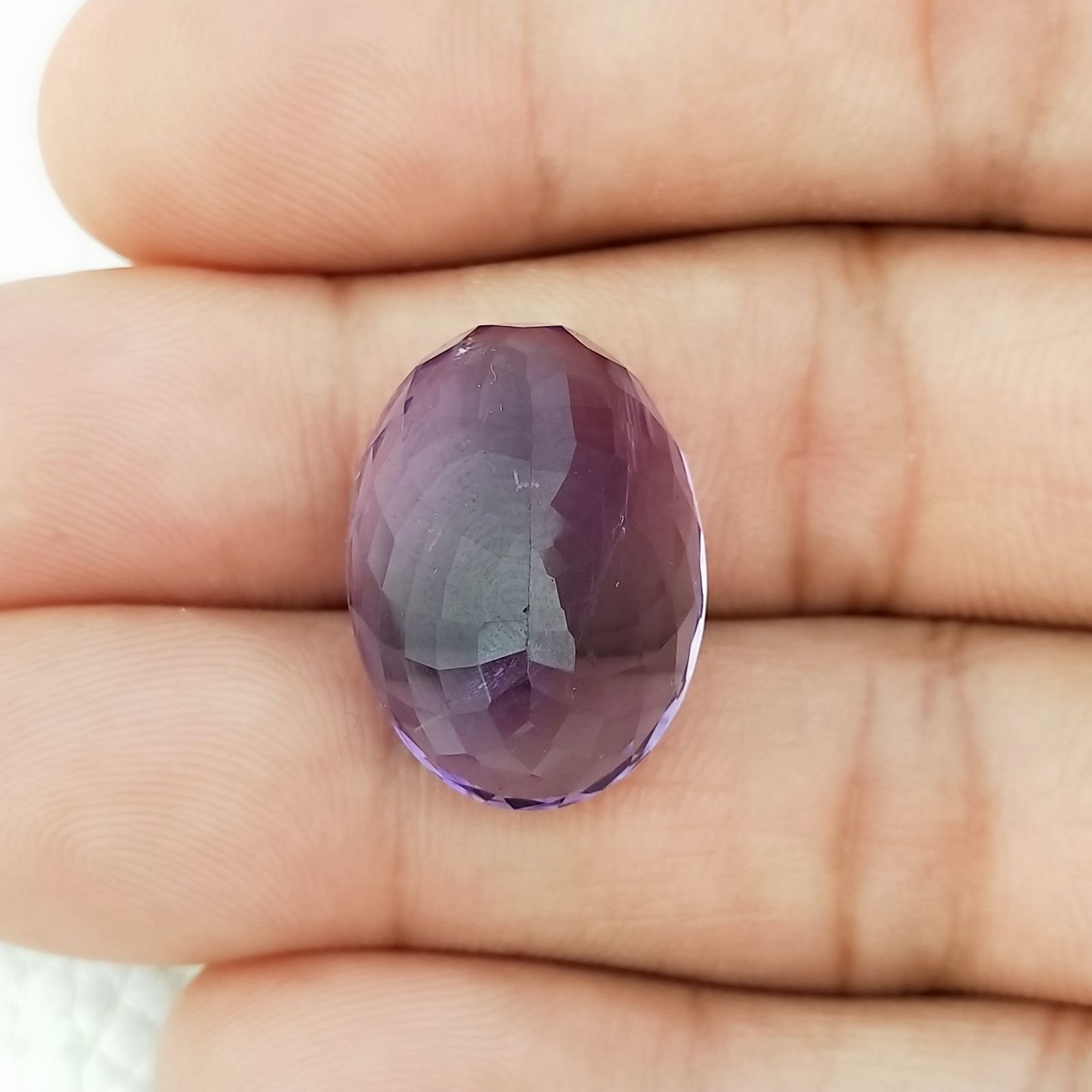 Ametista Naturale Taglio Ovale Sfaccettata Fatto a Mano Gemma Sciolta 15X21X10,3mm 21,90 Carati 1pz