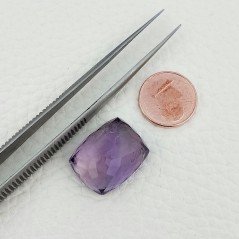 Gemma Sciolta di Ametista Naturale, Taglio Cuscino Sfaccettato a Mano, 15x19x10 mm, 23,30 ct