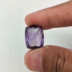 Gemma Sciolta di Ametista Naturale, Taglio Cuscino Sfaccettato a Mano, 15x19x10 mm, 23,30 ct