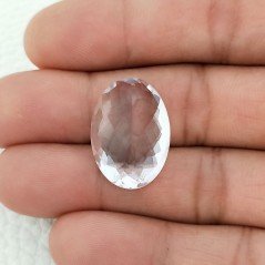 Gemma Sciolta di Ametista Rosa di Francia Naturale, Taglio Ovale Sfaccettato a Mano, 16x23 mm, 25,15 ct