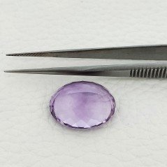 Gemma Sciolta di Ametista Naturale, Taglio Ovale Sfaccettato a Mano, 16x19x9 mm, 18,70 ct