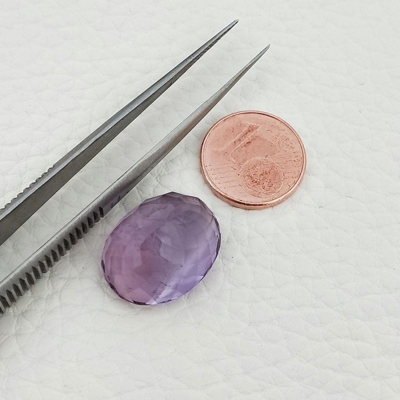 Ametista Naturale Taglio Ovale Sfaccettata Fatto a Mano Gemma Sciolta 15X18X10,8mm 18,45 Carati 1pz