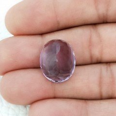 Gemma Sciolta di Ametista Naturale, Taglio Ovale Sfaccettato a Mano, 15x18x10,8 mm, 18,45 ct
