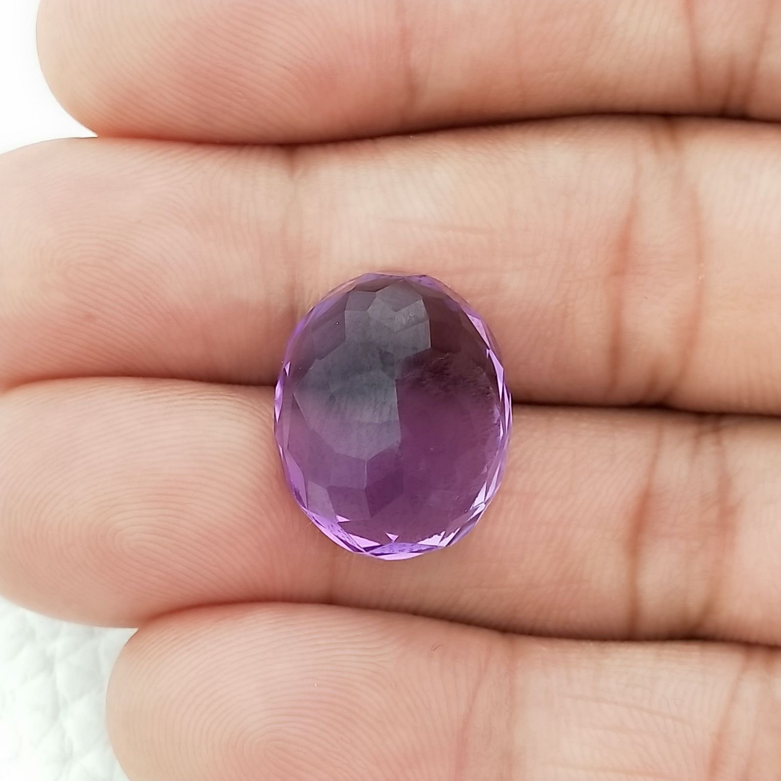 Ametista Naturale Taglio Ovale Sfaccettata Fatto a Mano Gemma Sciolta 14X18X10mm 17,50 Carati 1pz