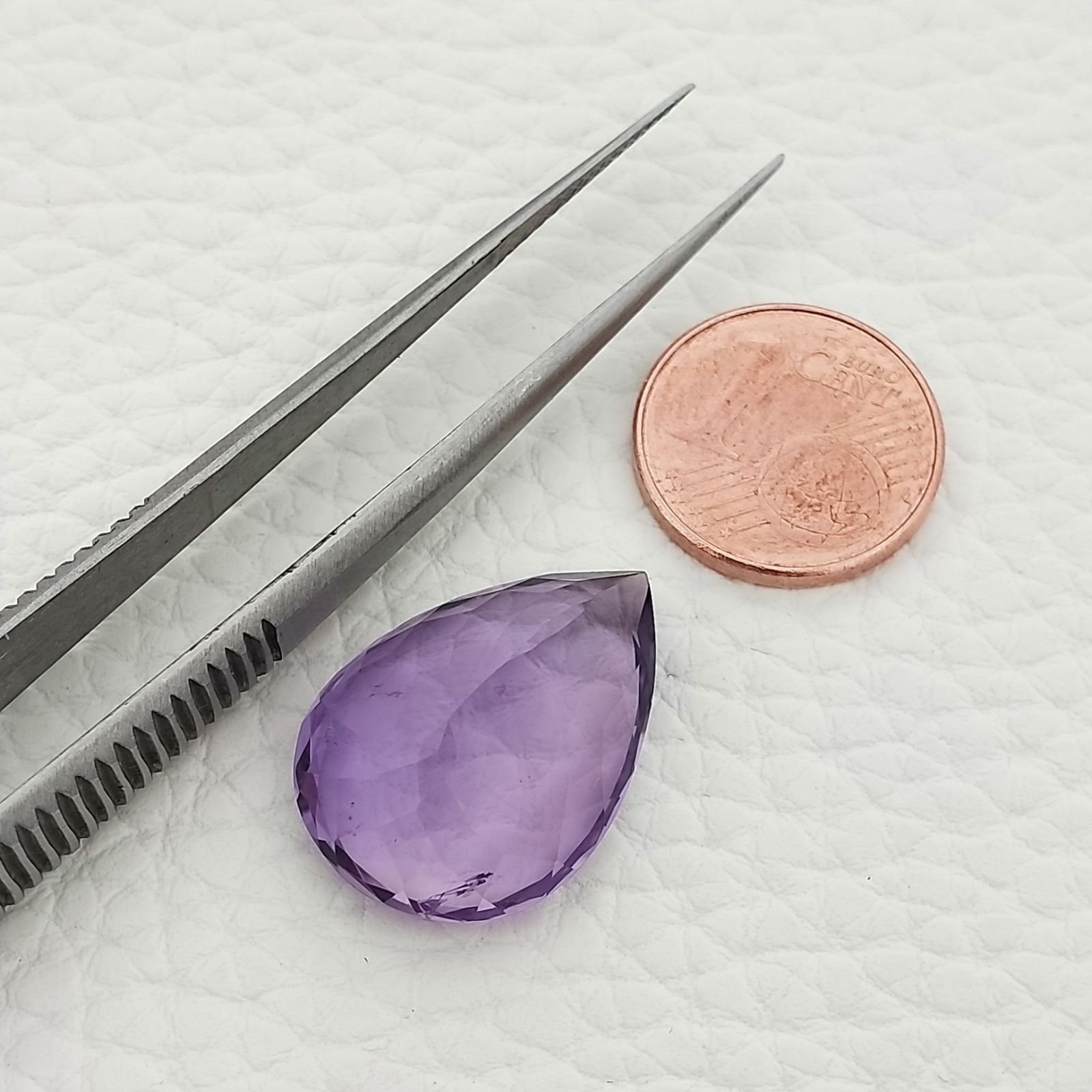 Ametista Naturale Taglio Goccia Sfaccettata Fatto a Mano Gemma Sciolta 15X21X9,5mm 17,00 Carati 1pz