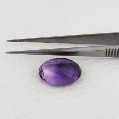 Gemma Sciolta di Ametista Naturale, Taglio Ovale Sfaccettato a Mano, 12x16x8 mm, 9,95 ct