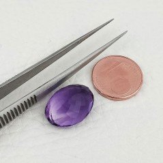 Gemma Sciolta di Ametista Naturale, Taglio Ovale Sfaccettato a Mano, 12x16x8 mm, 9,95 ct