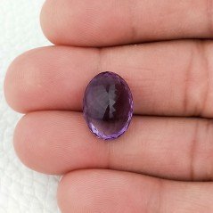 Gemma Sciolta di Ametista Naturale, Taglio Ovale Sfaccettato a Mano, 12x16x8 mm, 9,95 ct