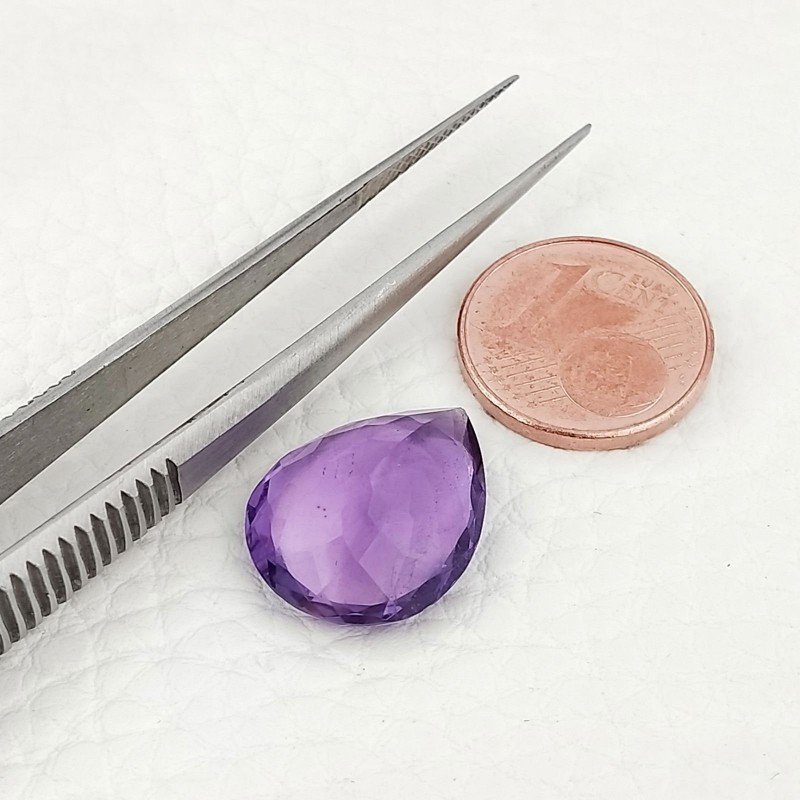 Ametista Naturale Taglio Goccia Sfaccettata Fatto a Mano Gemma Sciolta 13X17X6mm 8,25 Carati 1pz