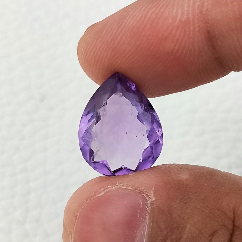 Ametista Naturale Taglio Goccia Sfaccettata Fatto a Mano Gemma Sciolta 13X17X6mm 8,25 Carati 1pz