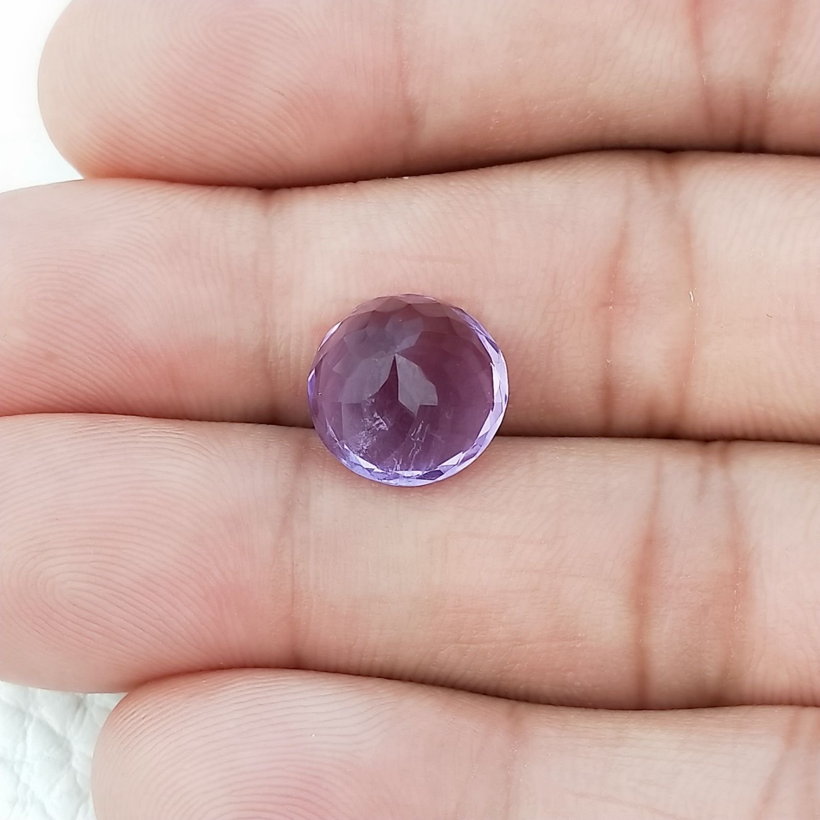 Ametista Naturale Taglio Tondo Sfaccettata Fatto a Mano Gemma Sciolta 11,5X7,6mm 5,65 Carati 1pz