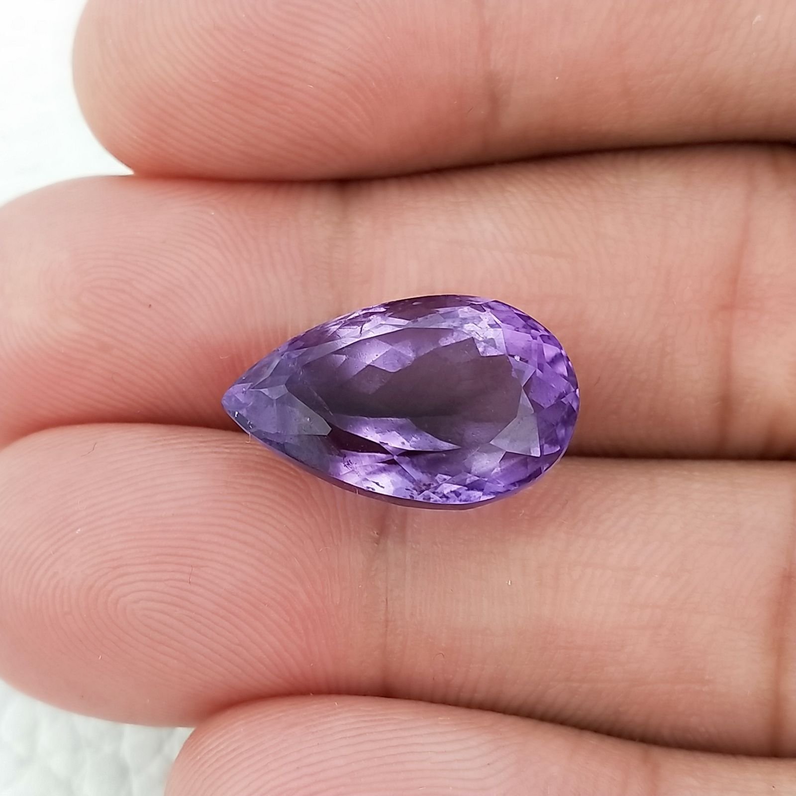 Ametista Naturale Taglio Goccia Sfaccettata Fatto a Mano Gemma Sciolta 11X18x9,4mm 11,20 Carati 1pz