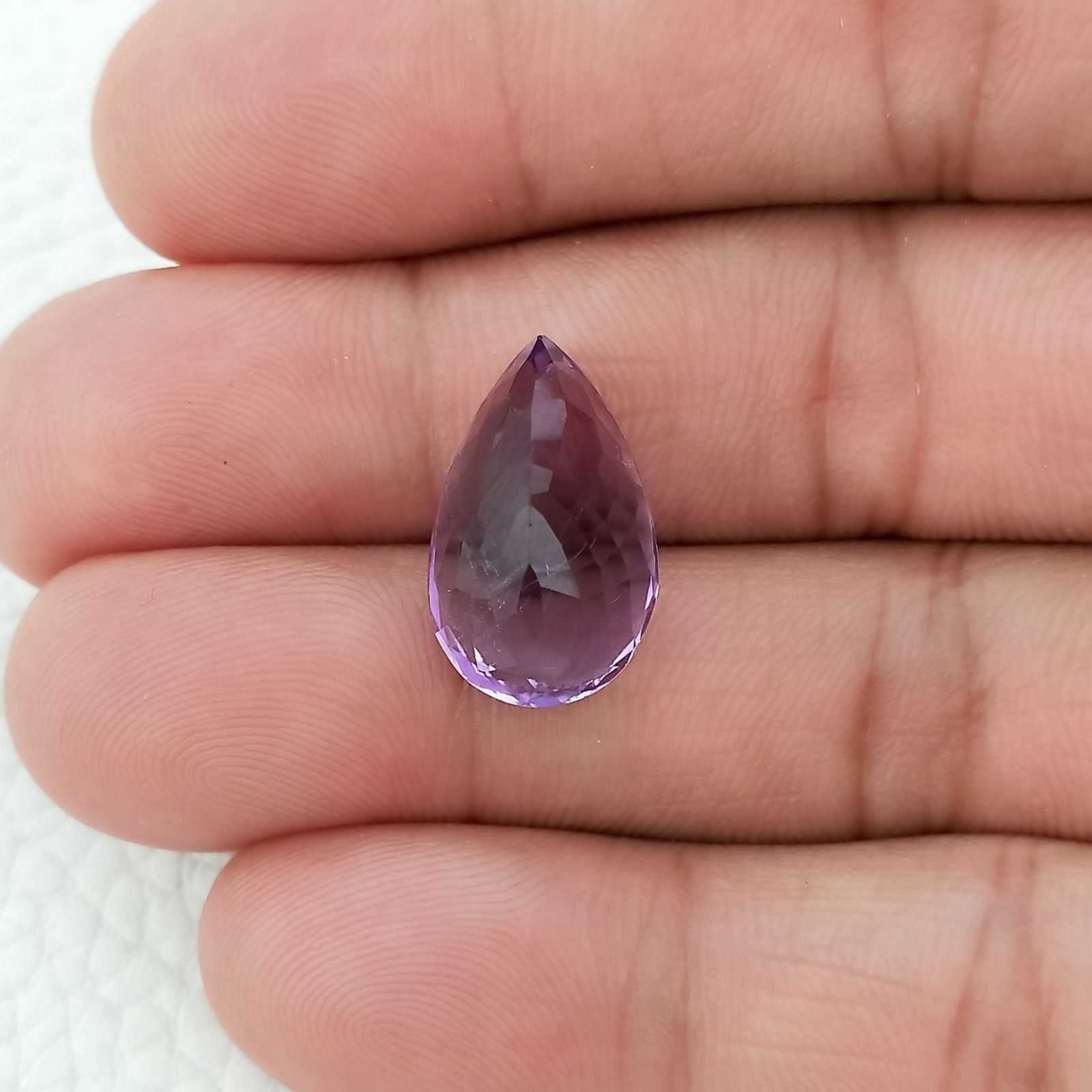 Ametista Naturale Taglio Goccia Sfaccettata Fatto a Mano Gemma Sciolta 11X18x9,4mm 11,20 Carati 1pz